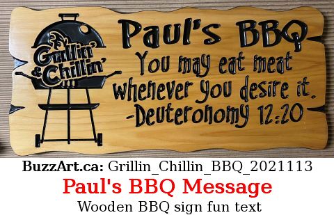 Wooden BBQ sign fun text